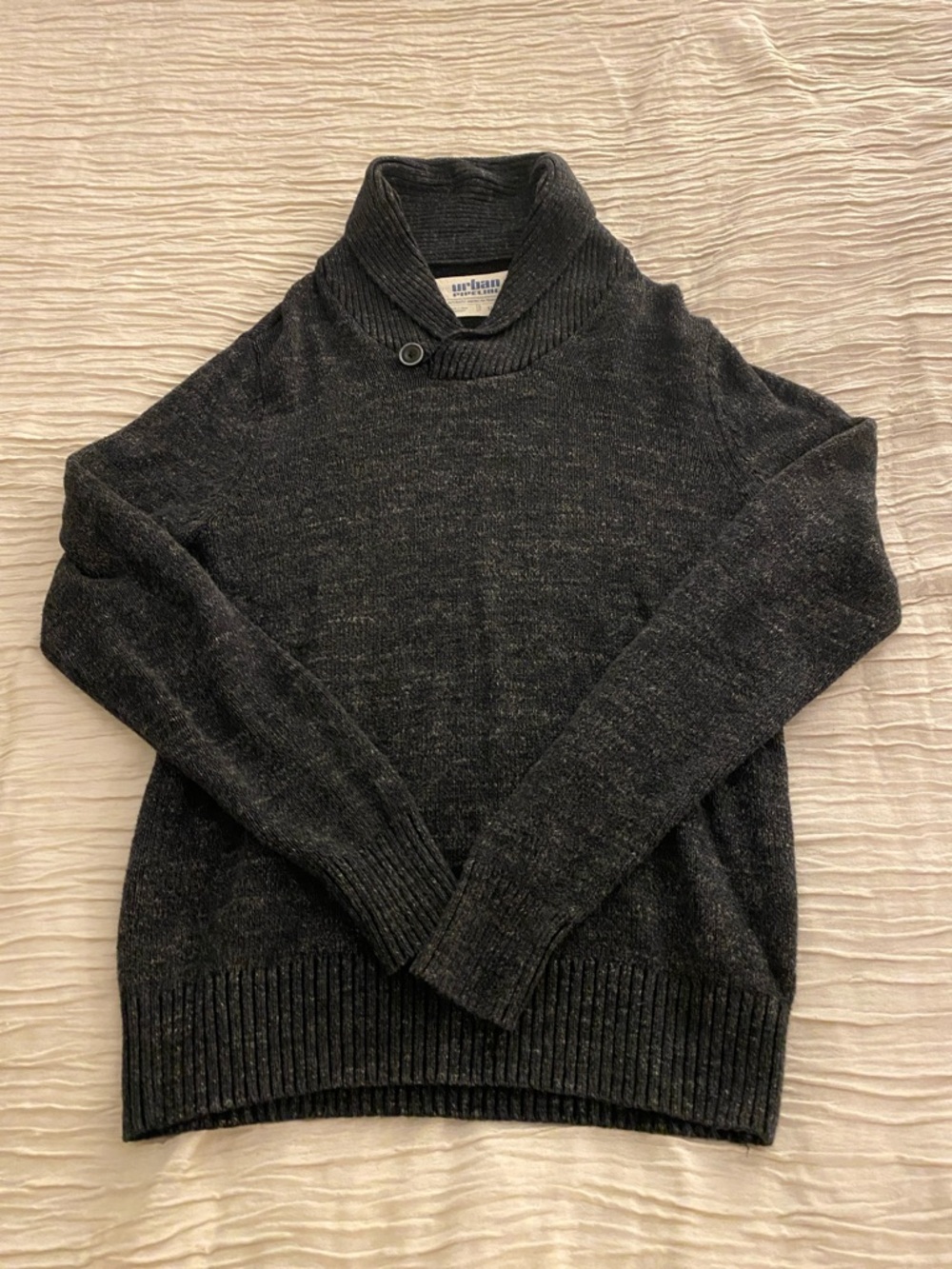 urban pipeline charcoal knit shawl-collar pullover